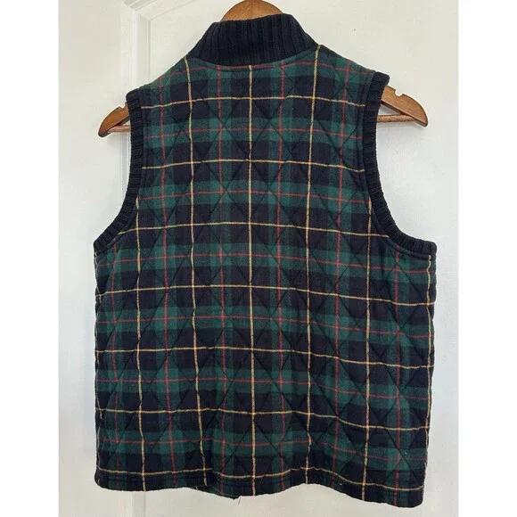 Chaus Sport Womens Vest Large Zip Tartan Plaid Quilted Academia Preppy Vintage - Picture 3 of 9